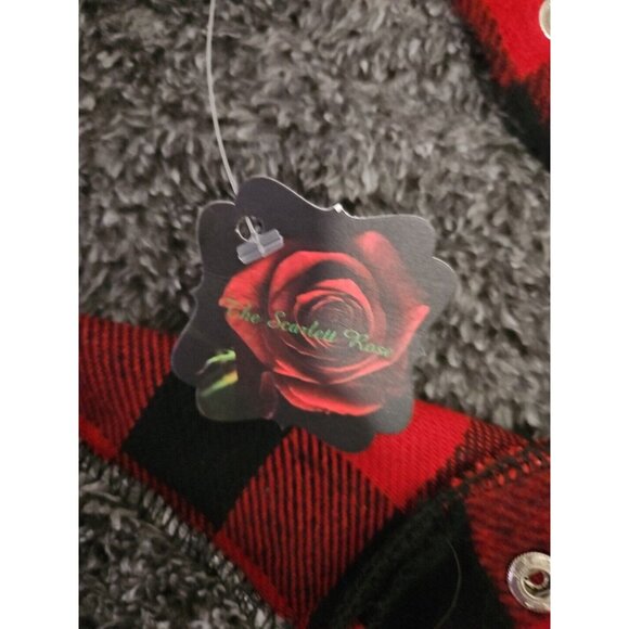 Scarlet Rose Sherpa Buffalo Plaid Shirt Snaps Mock Neck Sz Large Cabincore Cozy - Picture 9 of 11